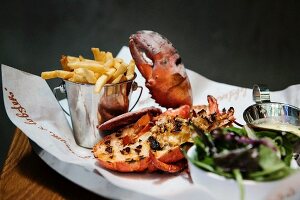 Grilled lobster with French fries