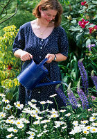 Watering flowers