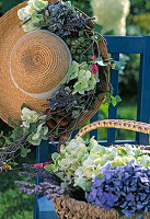 Straw hat with flower wreath