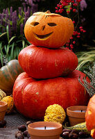 Halloween, little Pumpkin man on the terrace