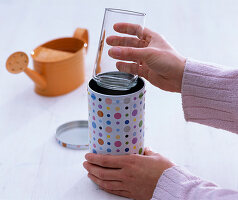 Dotted tin as vase