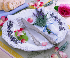 Lavandula (Lavendel), Blüten und Sträußchen
