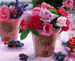 Pink (rose) in pot with napkin technique