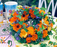 Stuck calendula wreath