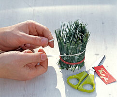 Tealight with pine needle decoration