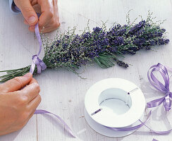 Sea lavender bouquets as table decoration