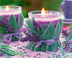Candle jars with lavender and Wollziest