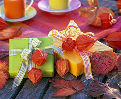 Gifts decorated with physalis