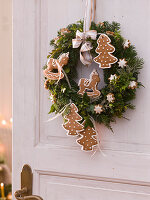 Christmas door wreath made of Abies (fir tree)