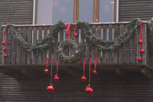 Balcony decorated for Christmas