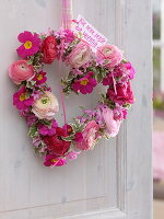 Heart made of Ranunculus, Primula (Primrose), Hyacinthus