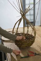 Egg-shaped wicker basket homemade