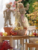 Straw dolls as balcony decoration