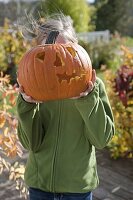 Halloween pumpkins with children