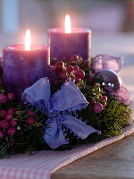 Unusual Advent wreath of mixed conifer greenery