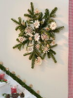 Stairway decorated with Abies nordmanniana (Nordmann fir)