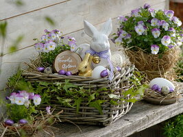 Wicker basket as easter nest