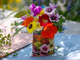 Small bouquet of flowers with edible blossoms