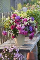 Bouquet with Pink 'Parade' (Rose), Monarda 'Cambridge Scarlet'