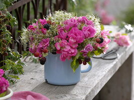 Late summer bouquet with Rosa 'Flash Meidiland' (bedding rose)