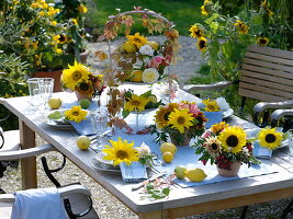 Sunflower table decoration in late summer