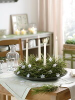 Advent wreath with pine needles