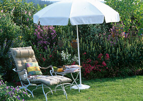 Deck chair in the garden