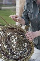 Homemade wicker basket with kitty willow, willow and grass (6/7)