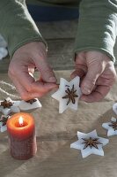 Self made Christmas tree decorations from wax and star anise