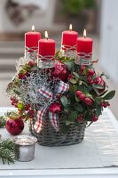 Basket planted with Gaultheria procumbens (mock berry)