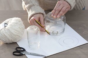 Christmas decorations with white wool balls