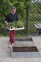 Building square flowerbeds on concrete paving