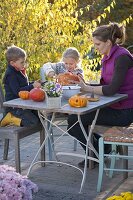 Carving pumpkins with children