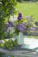 Bouquet of Syringa vulgaris (Lilac), mixed in white, light and dark lilac