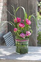 Unusual bouquet with pink (rose), Paeonia (peony)