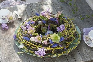 Spring wreath made of betula (birch) and salix (willow) twigs