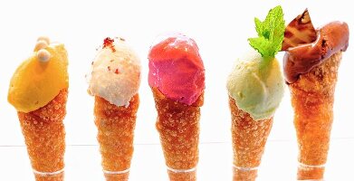 Homemade ice cream in cones