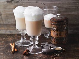 Masala chai latte with spices