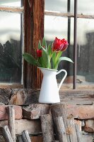 Rote Tulpen in Vintage Krug