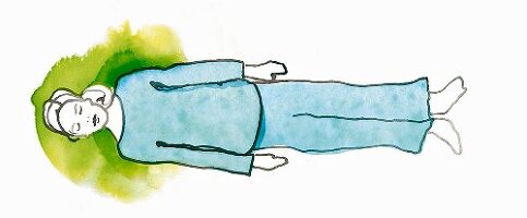 Richtige Schlafposition finden: Rückenlage (Illustration)
