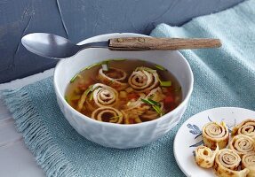 Pancake soup with vegetables (Swabia, Germany)