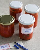 Tomato sauce in screw-top jars