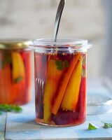 Mixed carrots pickled in white wine vinegar with coriander