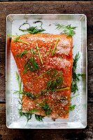 Spicy salmon fillet with fresh dill
