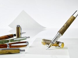 Wooden ballpoint and fountain pens by Marcus Biber