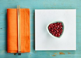 Pomegranate seeds with minimalist styling