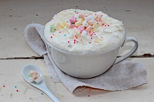 Hot chocolate with cream and marshmallows