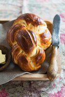 Braided yeast loaf with butter
