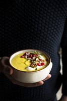 Parsnip soup with pomegranate seeds