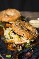 Turkey bagels with fennel and mayo